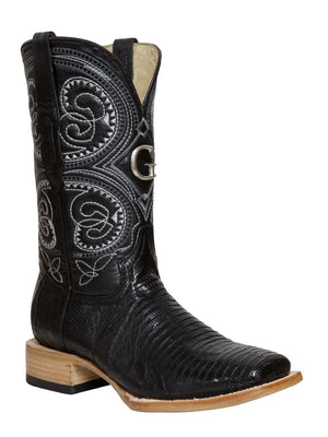 El General Men's Exotic Lizard Rodeo Cowboy Boots - Black 45069 - BELLEZA'S - El General Men's Exotic Lizard Rodeo Cowboy Boots - Black 45069 - CABALLERO - 04506901