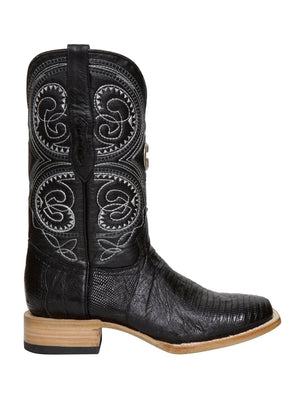 El General Men's Exotic Lizard Rodeo Cowboy Boots - Black 45069 - BELLEZA'S - El General Men's Exotic Lizard Rodeo Cowboy Boots - Black 45069 - CABALLERO - 04506901