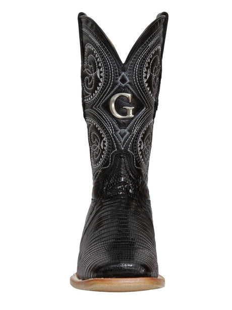 El General Men's Exotic Lizard Rodeo Cowboy Boots - Black 45069 - BELLEZA'S - El General Men's Exotic Lizard Rodeo Cowboy Boots - Black 45069 - CABALLERO - 04506901