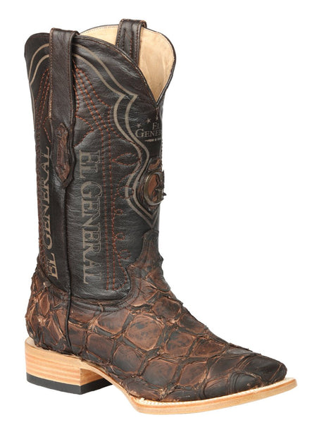 El General Men's Exotic Monster Fish Rodeo Cowboy Boots - Brown 45084 - BELLEZA'S - El General Men's Exotic Monster Fish Rodeo Cowboy Boots - Brown 45084 - CABALLERO - 04508401