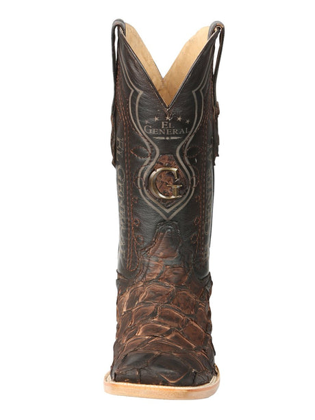 El General Men's Exotic Monster Fish Rodeo Cowboy Boots - Brown 45084 - BELLEZA'S - El General Men's Exotic Monster Fish Rodeo Cowboy Boots - Brown 45084 - CABALLERO - 04508401