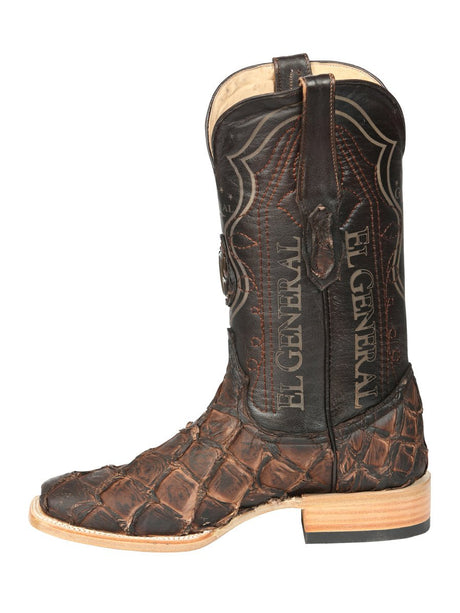 El General Men's Exotic Monster Fish Rodeo Cowboy Boots - Brown 45084 - BELLEZA'S - El General Men's Exotic Monster Fish Rodeo Cowboy Boots - Brown 45084 - CABALLERO - 04508401