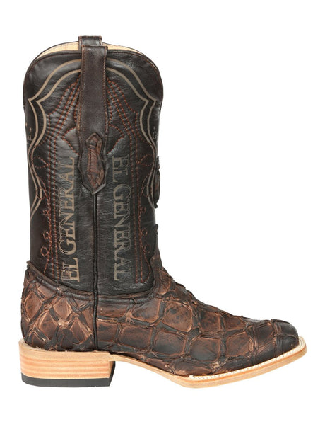 El General Men's Exotic Monster Fish Rodeo Cowboy Boots - Brown 45084 - BELLEZA'S - El General Men's Exotic Monster Fish Rodeo Cowboy Boots - Brown 45084 - CABALLERO - 04508401