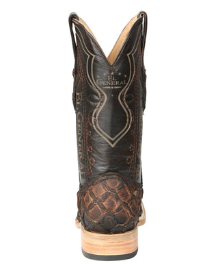 El General Men's Exotic Monster Fish Rodeo Cowboy Boots - Brown 45084 - BELLEZA'S - El General Men's Exotic Monster Fish Rodeo Cowboy Boots - Brown 45084 - CABALLERO - 04508401