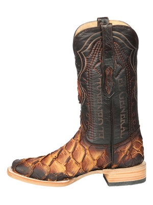 El General Men's Exotic Monster Fish Rodeo Cowboy Boots - Cognac 45085 - BELLEZA'S - El General Men's Exotic Monster Fish Rodeo Cowboy Boots - Cognac 45085 - CABALLERO - 04508501