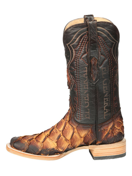 El General Men's Exotic Monster Fish Rodeo Cowboy Boots - Cognac 45085 - BELLEZA'S - El General Men's Exotic Monster Fish Rodeo Cowboy Boots - Cognac 45085 - CABALLERO - 04508501
