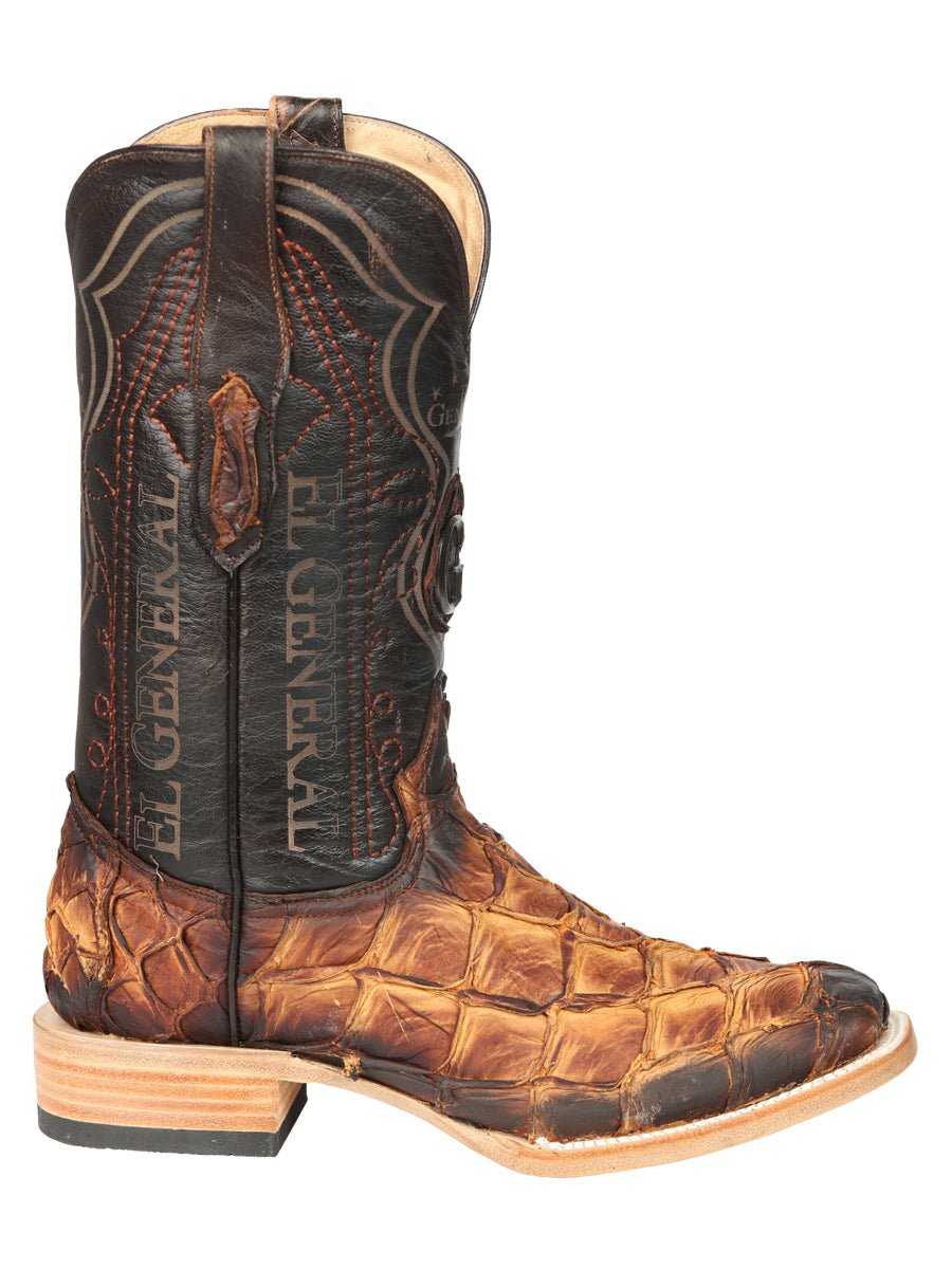 El General Men's Exotic Monster Fish Rodeo Cowboy Boots - Cognac 45085 - BELLEZA'S - El General Men's Exotic Monster Fish Rodeo Cowboy Boots - Cognac 45085 - CABALLERO - 04508501