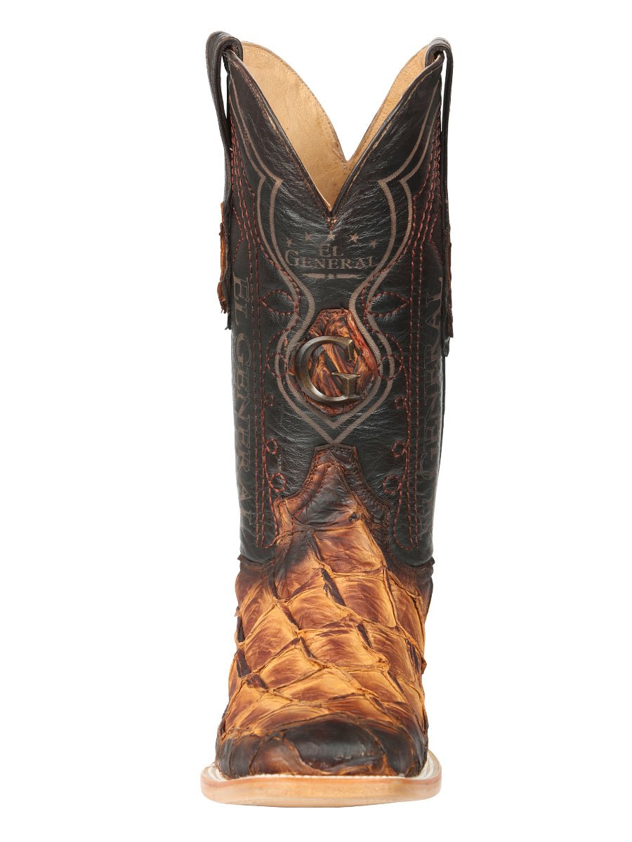 El General Men's Exotic Monster Fish Rodeo Cowboy Boots - Cognac 45085 - BELLEZA'S - El General Men's Exotic Monster Fish Rodeo Cowboy Boots - Cognac 45085 - CABALLERO - 04508501