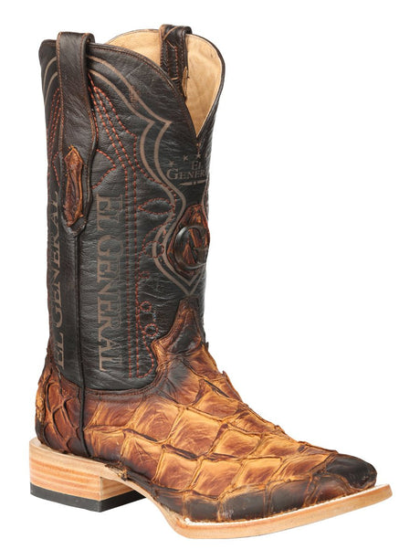 El General Men's Exotic Monster Fish Rodeo Cowboy Boots - Cognac 45085 - BELLEZA'S - El General Men's Exotic Monster Fish Rodeo Cowboy Boots - Cognac 45085 - CABALLERO - 04508501
