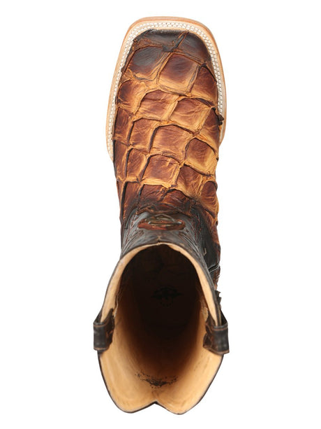 El General Men's Exotic Monster Fish Rodeo Cowboy Boots - Cognac 45085 - BELLEZA'S - El General Men's Exotic Monster Fish Rodeo Cowboy Boots - Cognac 45085 - CABALLERO - 04508501