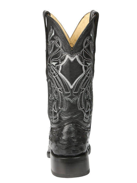 El General Men's Exotic Ostrich Leather Cowboy Boots - Black 45075 - BELLEZA'S - El General Men's Exotic Ostrich Leather Cowboy Boots - Black 45075 - CABALLERO - 04507501