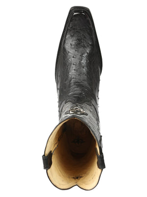 El General Men's Exotic Ostrich Leather Cowboy Boots - Black 45075 - BELLEZA'S - El General Men's Exotic Ostrich Leather Cowboy Boots - Black 45075 - CABALLERO - 04507501