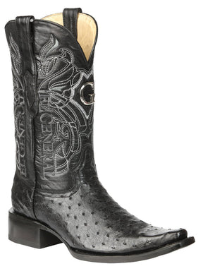 El General Men's Exotic Ostrich Leather Cowboy Boots - Black 45075 - BELLEZA'S - El General Men's Exotic Ostrich Leather Cowboy Boots - Black 45075 - CABALLERO - 04507501