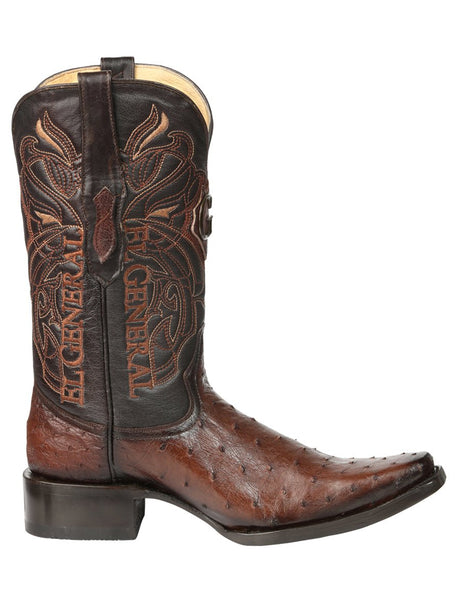 El General Men's Exotic Ostrich Leather Cowboy Boots - Brown 45076 - BELLEZA'S - El General Men's Exotic Ostrich Leather Cowboy Boots - Brown 45076 - CABALLERO - 04507601