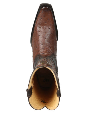 El General Men's Exotic Ostrich Leather Cowboy Boots - Brown 45076 - BELLEZA'S - El General Men's Exotic Ostrich Leather Cowboy Boots - Brown 45076 - CABALLERO - 04507601