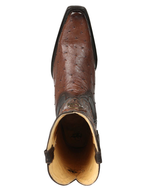 El General Men's Exotic Ostrich Leather Cowboy Boots - Brown 45076 - BELLEZA'S - El General Men's Exotic Ostrich Leather Cowboy Boots - Brown 45076 - CABALLERO - 04507601