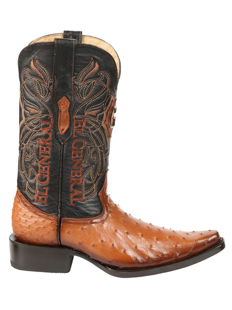 El General Men's Exotic Ostrich Leather Cowboy Boots - Cognac 45077 - BELLEZA'S - El General Men's Exotic Ostrich Leather Cowboy Boots - Cognac 45077 - CABALLERO - 04507701