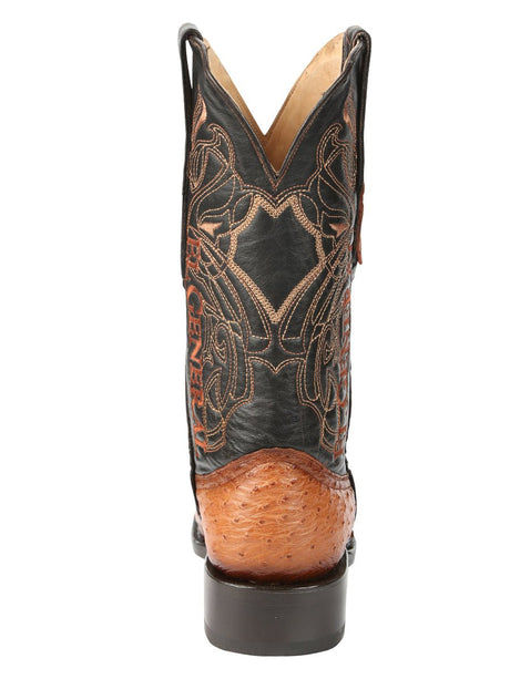 El General Men's Exotic Ostrich Leather Cowboy Boots - Cognac 45077 - BELLEZA'S - El General Men's Exotic Ostrich Leather Cowboy Boots - Cognac 45077 - CABALLERO - 04507701