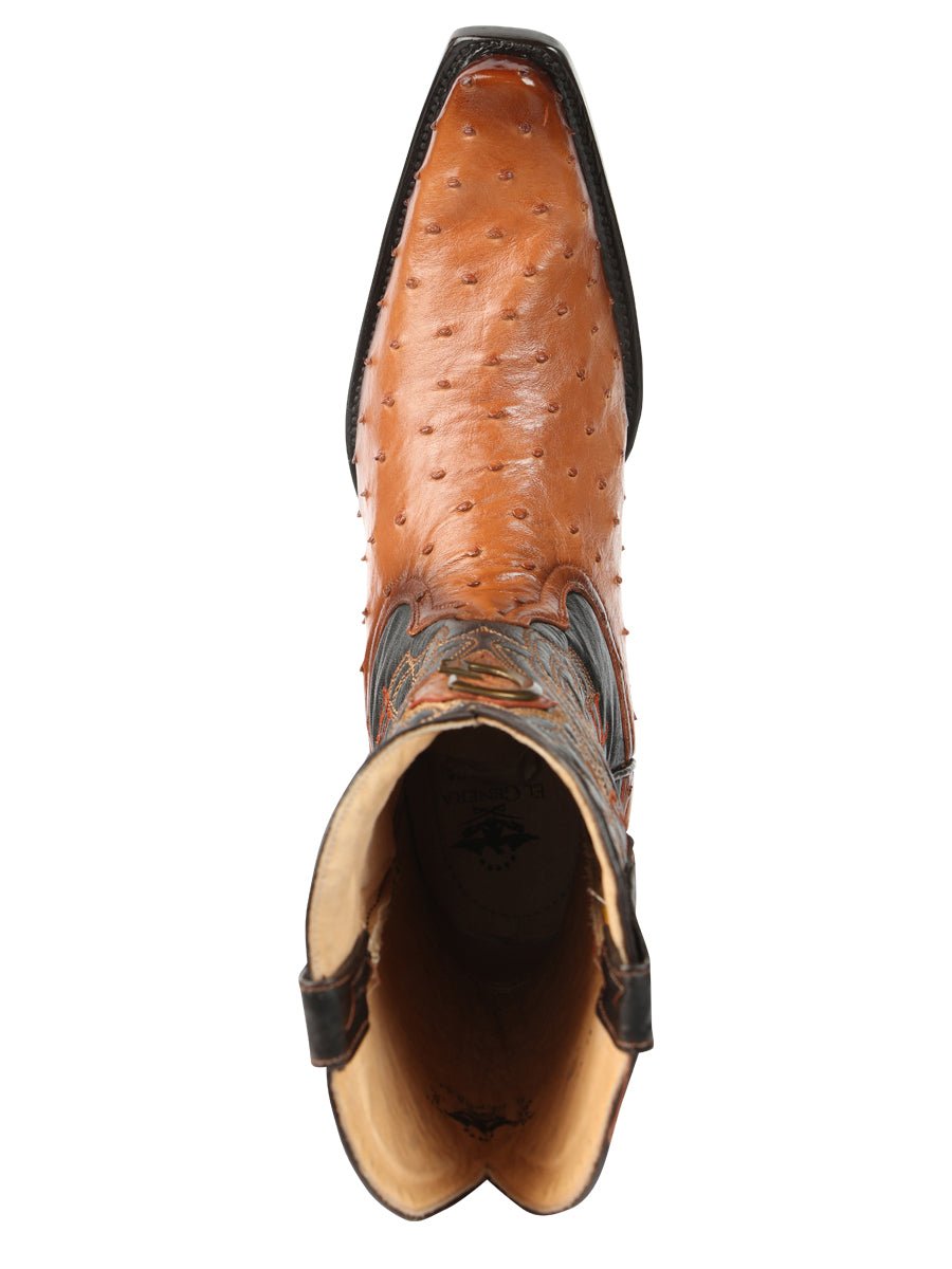 El General Men's Exotic Ostrich Leather Cowboy Boots - Cognac 45077 - BELLEZA'S - El General Men's Exotic Ostrich Leather Cowboy Boots - Cognac 45077 - CABALLERO - 04507701