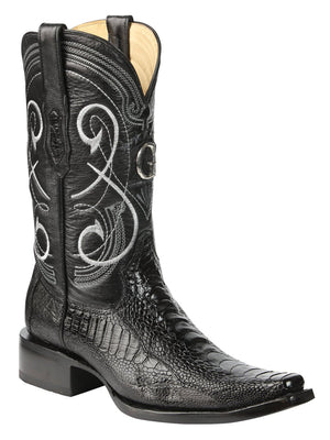 El General Men's Exotic Ostrich Leg Cowboy Boots - Black 45067 - BELLEZA'S - El General Men's Exotic Ostrich Leg Cowboy Boots - Black 45067 - CABALLERO - 04506701