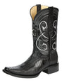 El General Men's Exotic Ostrich Leg Cowboy Boots - Black 45067 - BELLEZA'S - El General Men's Exotic Ostrich Leg Cowboy Boots - Black 45067 - CABALLERO - 04506701