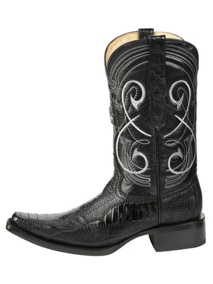 El General Men's Exotic Ostrich Leg Cowboy Boots - Black 45067 - BELLEZA'S - El General Men's Exotic Ostrich Leg Cowboy Boots - Black 45067 - CABALLERO - 04506701