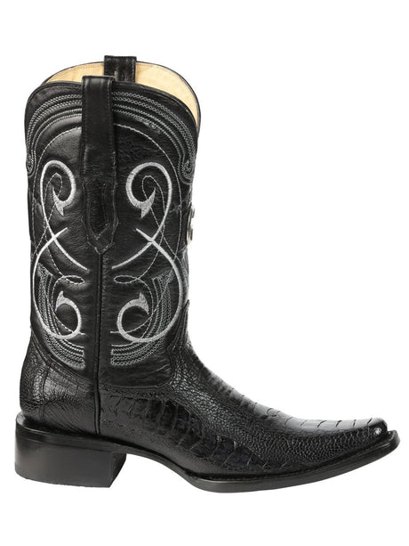 El General Men's Exotic Ostrich Leg Cowboy Boots - Black 45067 - BELLEZA'S - El General Men's Exotic Ostrich Leg Cowboy Boots - Black 45067 - CABALLERO - 04506701