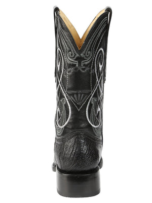 El General Men's Exotic Ostrich Leg Cowboy Boots - Black 45067 - BELLEZA'S - El General Men's Exotic Ostrich Leg Cowboy Boots - Black 45067 - CABALLERO - 04506701