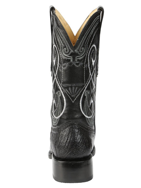 El General Men's Exotic Ostrich Leg Cowboy Boots - Black 45067 - BELLEZA'S - El General Men's Exotic Ostrich Leg Cowboy Boots - Black 45067 - CABALLERO - 04506701