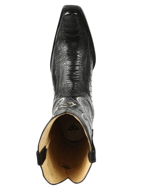 El General Men's Exotic Ostrich Leg Cowboy Boots - Black 45067 - BELLEZA'S - El General Men's Exotic Ostrich Leg Cowboy Boots - Black 45067 - CABALLERO - 04506701