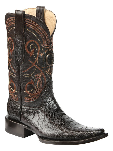 El General Men's Exotic Ostrich Leg Cowboy Boots - Brown 45068 - BELLEZA'S - El General Men's Exotic Ostrich Leg Cowboy Boots - Brown 45068 - CABALLERO - 04506801