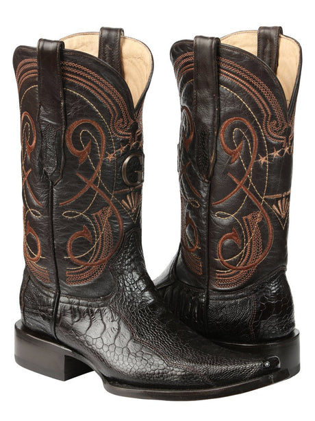 El General Men's Exotic Ostrich Leg Cowboy Boots - Brown 45068 - BELLEZA'S - El General Men's Exotic Ostrich Leg Cowboy Boots - Brown 45068 - CABALLERO - 04506801