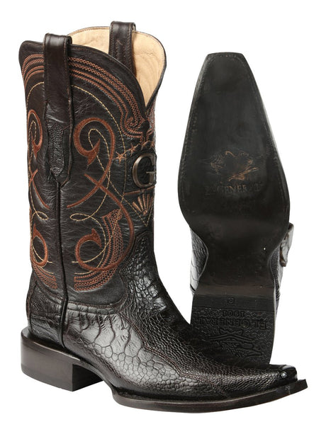 El General Men's Exotic Ostrich Leg Cowboy Boots - Brown 45068 - BELLEZA'S - El General Men's Exotic Ostrich Leg Cowboy Boots - Brown 45068 - CABALLERO - 04506801