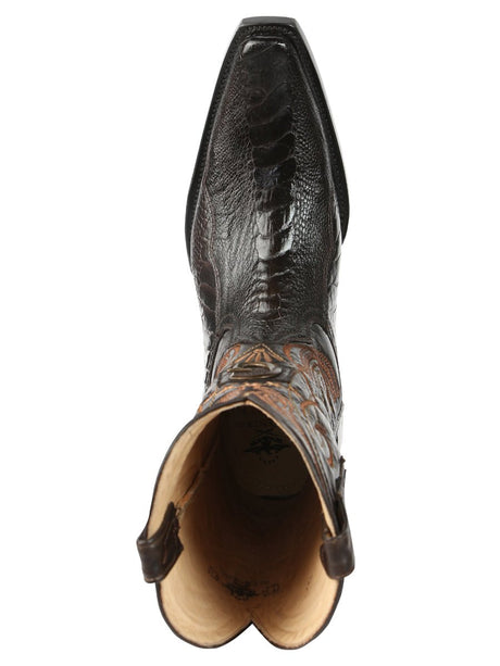El General Men's Exotic Ostrich Leg Cowboy Boots - Brown 45068 - BELLEZA'S - El General Men's Exotic Ostrich Leg Cowboy Boots - Brown 45068 - CABALLERO - 04506801