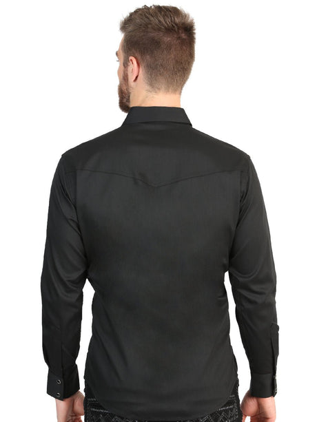 El General Men’s Long Sleeve Western Shirt - Black Stretch 45612 - BELLEZA'S - El General Men’s Long Sleeve Western Shirt - Black Stretch 45612 - CABALLERO - 04561201