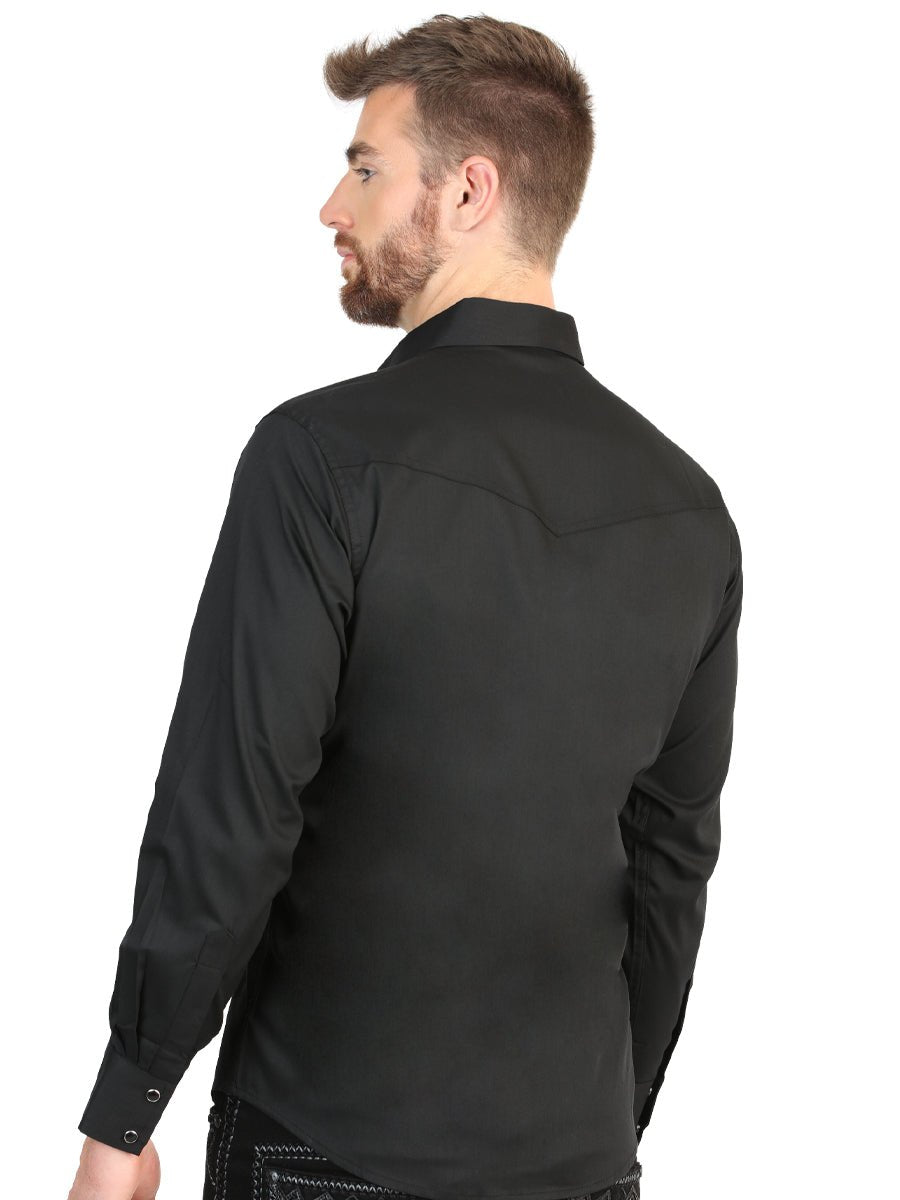 El General Men’s Long Sleeve Western Shirt - Black Stretch 45612 - BELLEZA'S - El General Men’s Long Sleeve Western Shirt - Black Stretch 45612 - CABALLERO - 04561201