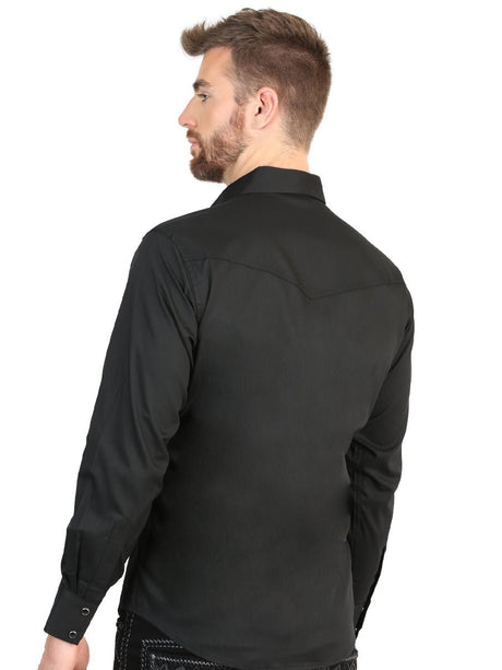 El General Men’s Long Sleeve Western Shirt - Black Stretch 45612 - BELLEZA'S - El General Men’s Long Sleeve Western Shirt - Black Stretch 45612 - CABALLERO - 04561201