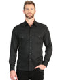 El General Men’s Long Sleeve Western Shirt - Black Stretch 45612 - BELLEZA'S - El General Men’s Long Sleeve Western Shirt - Black Stretch 45612 - CABALLERO - 04561201