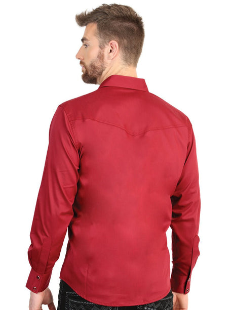 El General Men’s Long Sleeve Western Shirt - Red Stretch 45614 - BELLEZA'S - El General Men’s Long Sleeve Western Shirt - Red Stretch 45614 - CABALLERO - 04561401