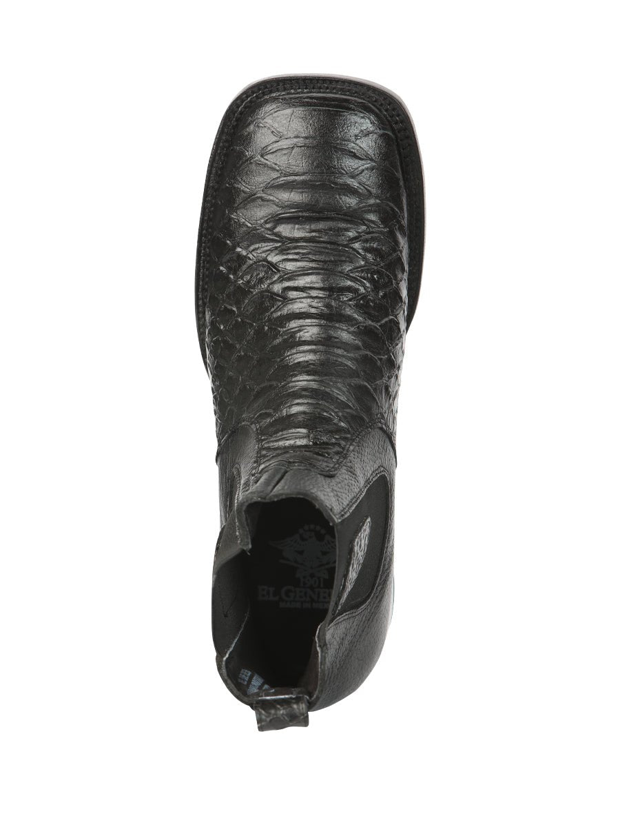 El General Men’s Python Imitation Black Ankle Boots 45093 - BELLEZA'S - El General Men’s Python Imitation Black Ankle Boots 45093 - CABALLERO - 04509301