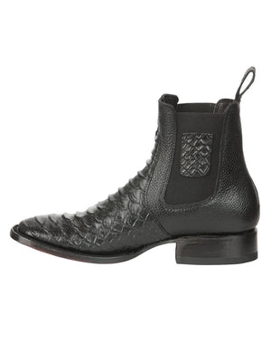 El General Men’s Python Imitation Black Ankle Boots 45093 - BELLEZA'S - El General Men’s Python Imitation Black Ankle Boots 45093 - CABALLERO - 04509301