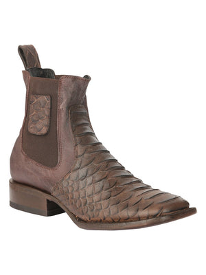 El General Men’s Python Imitation Brown Ankle Boots 45092 - BELLEZA'S - El General Men’s Python Imitation Brown Ankle Boots 45092 - CABALLERO - 04509201