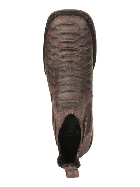 El General Men’s Python Imitation Brown Ankle Boots 45092 - BELLEZA'S - El General Men’s Python Imitation Brown Ankle Boots 45092 - CABALLERO - 04509201