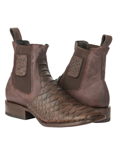 El General Men’s Python Imitation Brown Ankle Boots 45092 - BELLEZA'S - El General Men’s Python Imitation Brown Ankle Boots 45092 - CABALLERO - 04509201