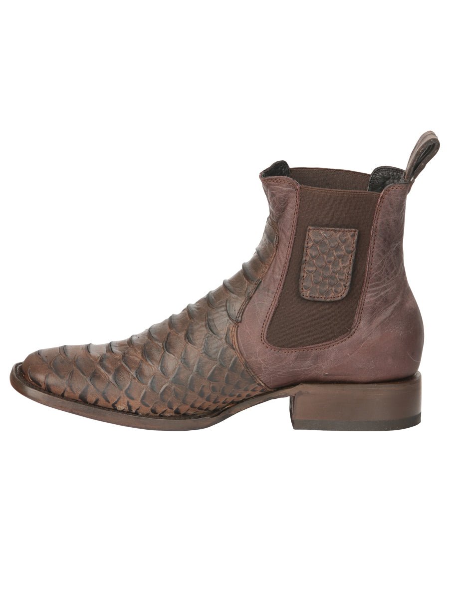 El General Men’s Python Imitation Brown Ankle Boots 45092 - BELLEZA'S - El General Men’s Python Imitation Brown Ankle Boots 45092 - CABALLERO - 04509201