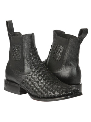 El General Men’s Rodeo Black Petatillo Woven Ankle Boots 45181 - BELLEZA'S - El General Men’s Rodeo Black Petatillo Woven Ankle Boots 45181 - CABALLERO - 04518101