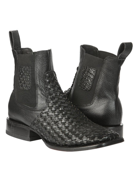 El General Men’s Rodeo Black Petatillo Woven Ankle Boots 45181 - BELLEZA'S - El General Men’s Rodeo Black Petatillo Woven Ankle Boots 45181 - CABALLERO - 04518101