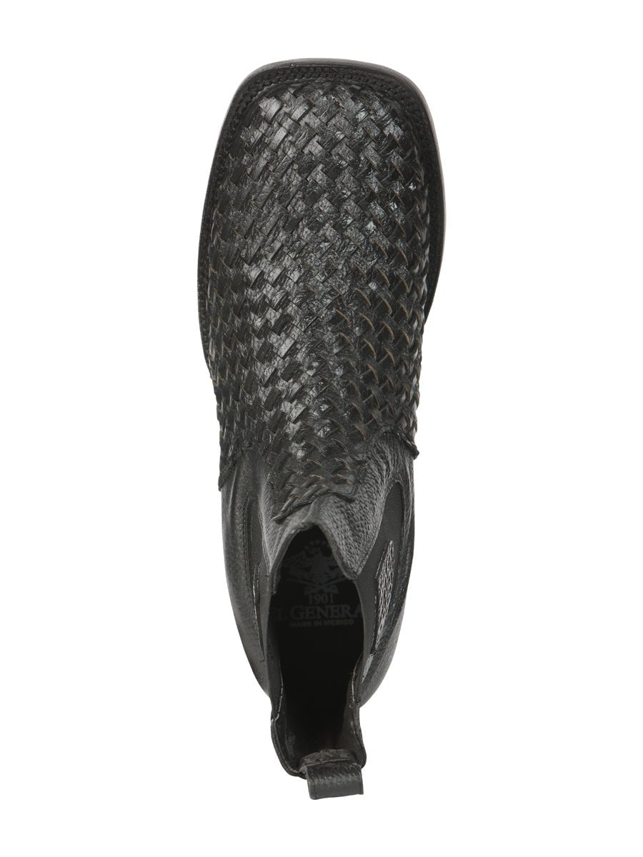 El General Men’s Rodeo Black Petatillo Woven Ankle Boots 45181 - BELLEZA'S - El General Men’s Rodeo Black Petatillo Woven Ankle Boots 45181 - CABALLERO - 04518101