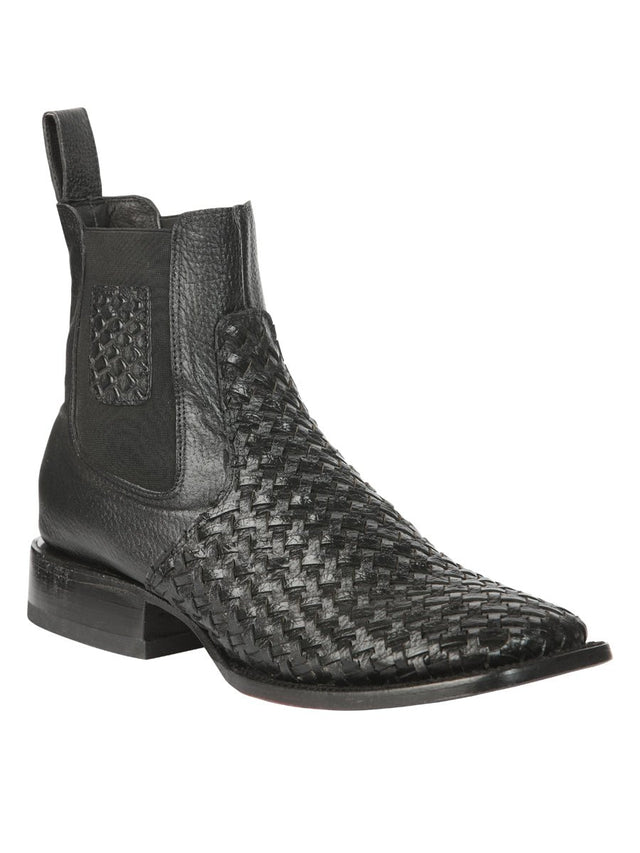El General Men’s Rodeo Black Petatillo Woven Ankle Boots 45181 - BELLEZA'S - El General Men’s Rodeo Black Petatillo Woven Ankle Boots 45181 - CABALLERO - 04518101