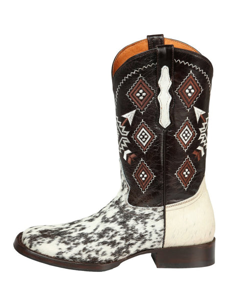 El General Men’s Rodeo Boot - White & Brown Crazy Cowhide Leather 44862 - BELLEZA'S - El General Men’s Rodeo Boot - White & Brown Crazy Cowhide Leather 44862 - CABALLERO - 04486201